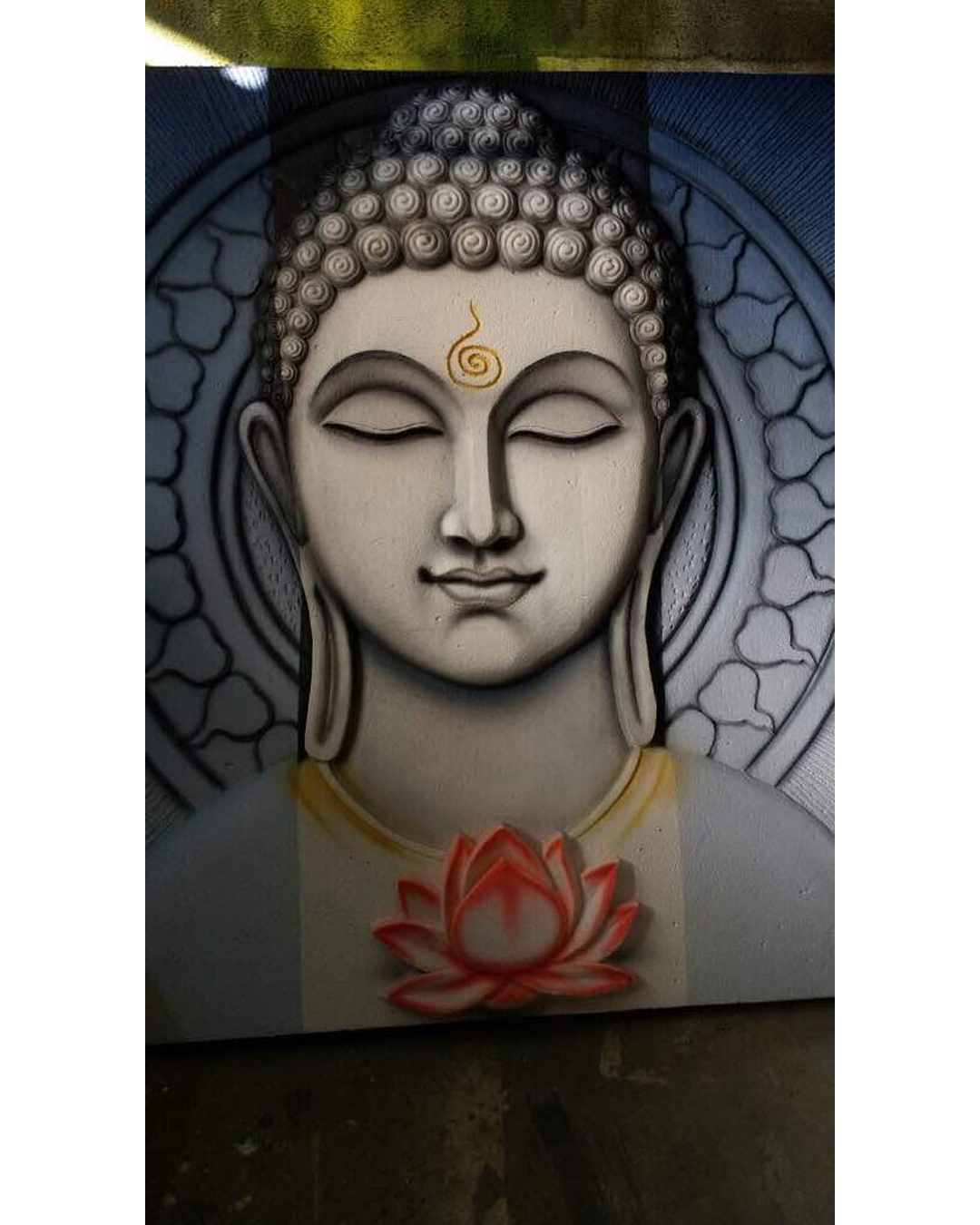 Riddhi Siddhi Art Creations - Calm Blue Aura Buddha Portrait Mural